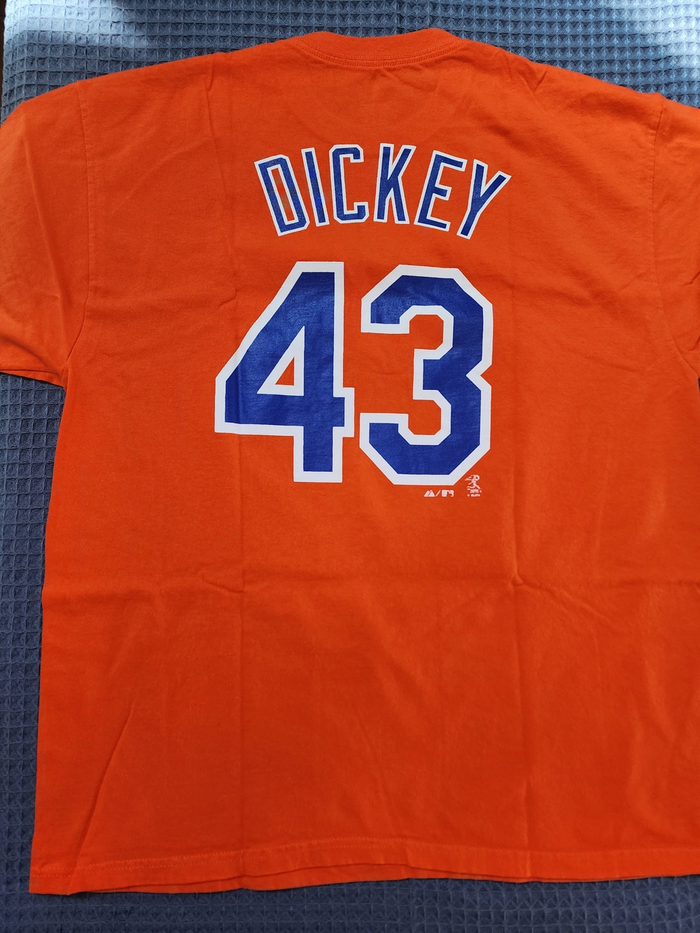 NY Mets Majestic Orange & Blue T Shirt. R.A. Dickey. Like New. 2X